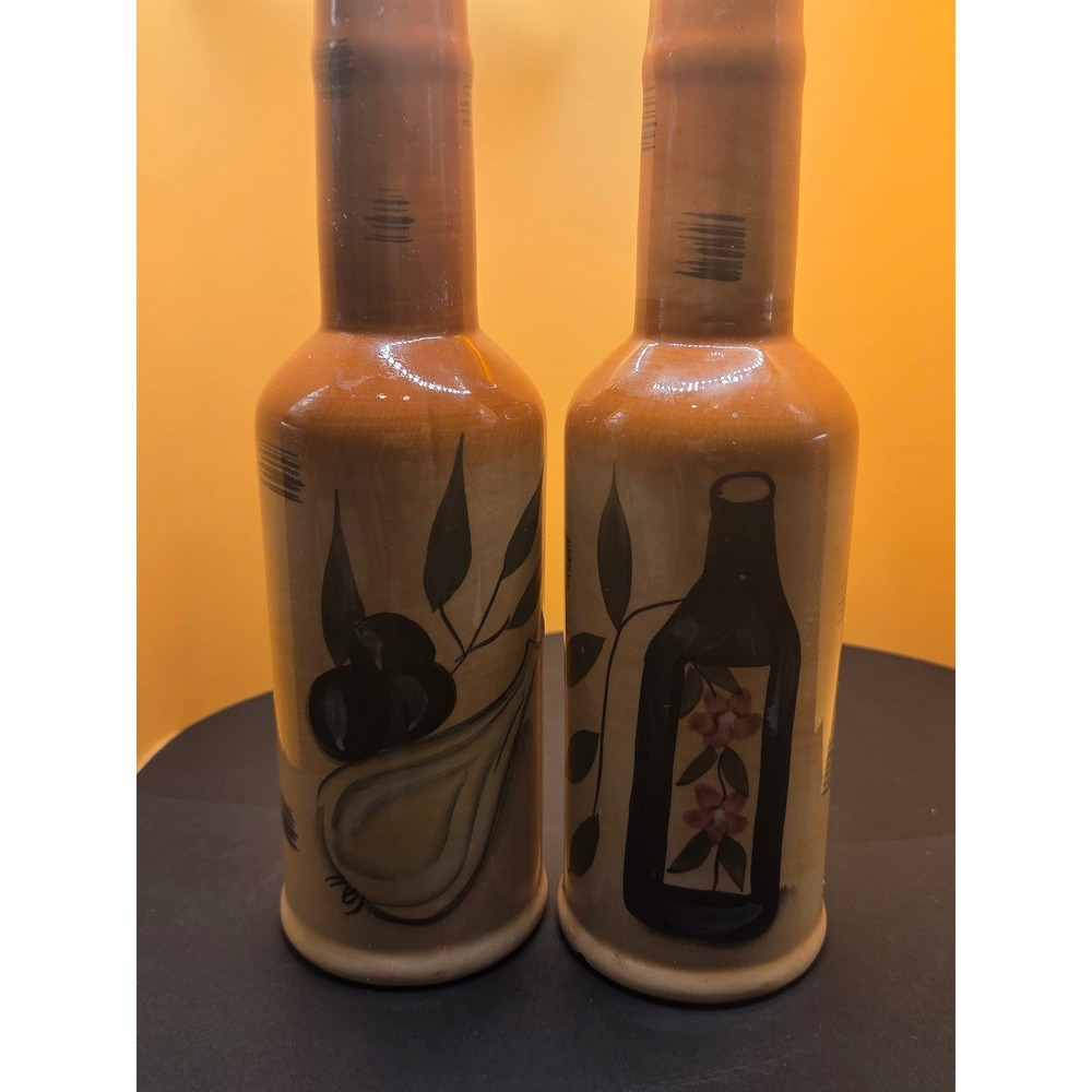 Alco Industries Ceramic Kitchen Set Olive Garlic Oil Bottles Tray Crock 4pc - Picture 5 of 5